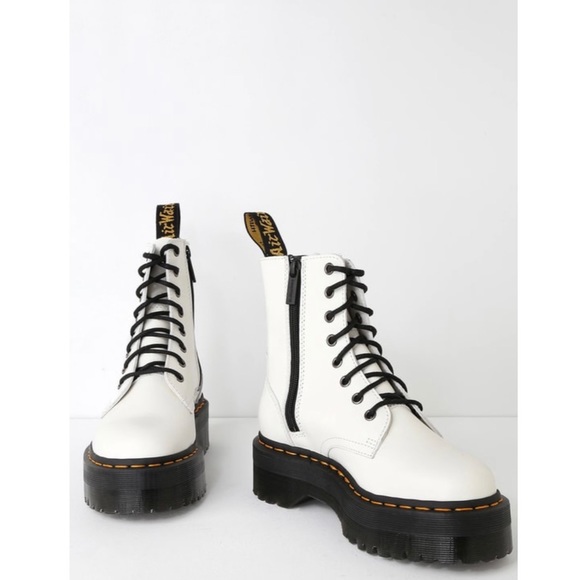 Dr. Martens Jadon White Leather 8-Eye Platform Boot - Picture 2 of 5